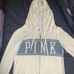 Victoria’s Secret (Pink) Pale Yellow Zip Up Hoodie